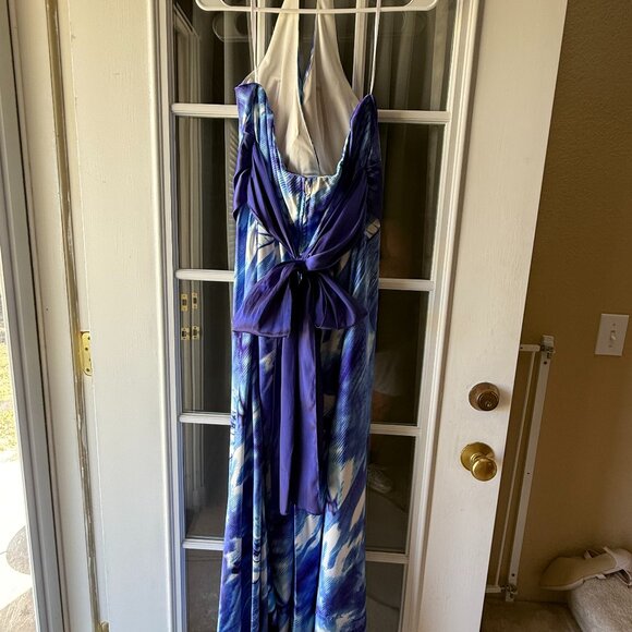 Y2K Taboo Women's Hater Blue Backless Tied Polyester Maxi Dress - Picture 3 of 4